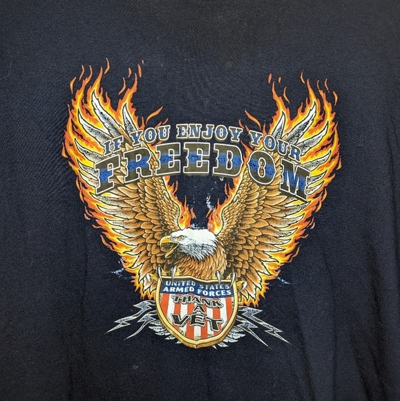 Vintage Jerzees American Bald Eagle Armed Forces Veteran support Tshirt 2XL - Picture 2 of 4